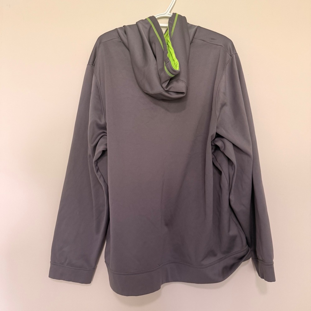 Under Armour Storm Hoodie Mens 2XL Gray Lime Green Pullover Sweatshirt Loose Fit - Picture 6 of 6